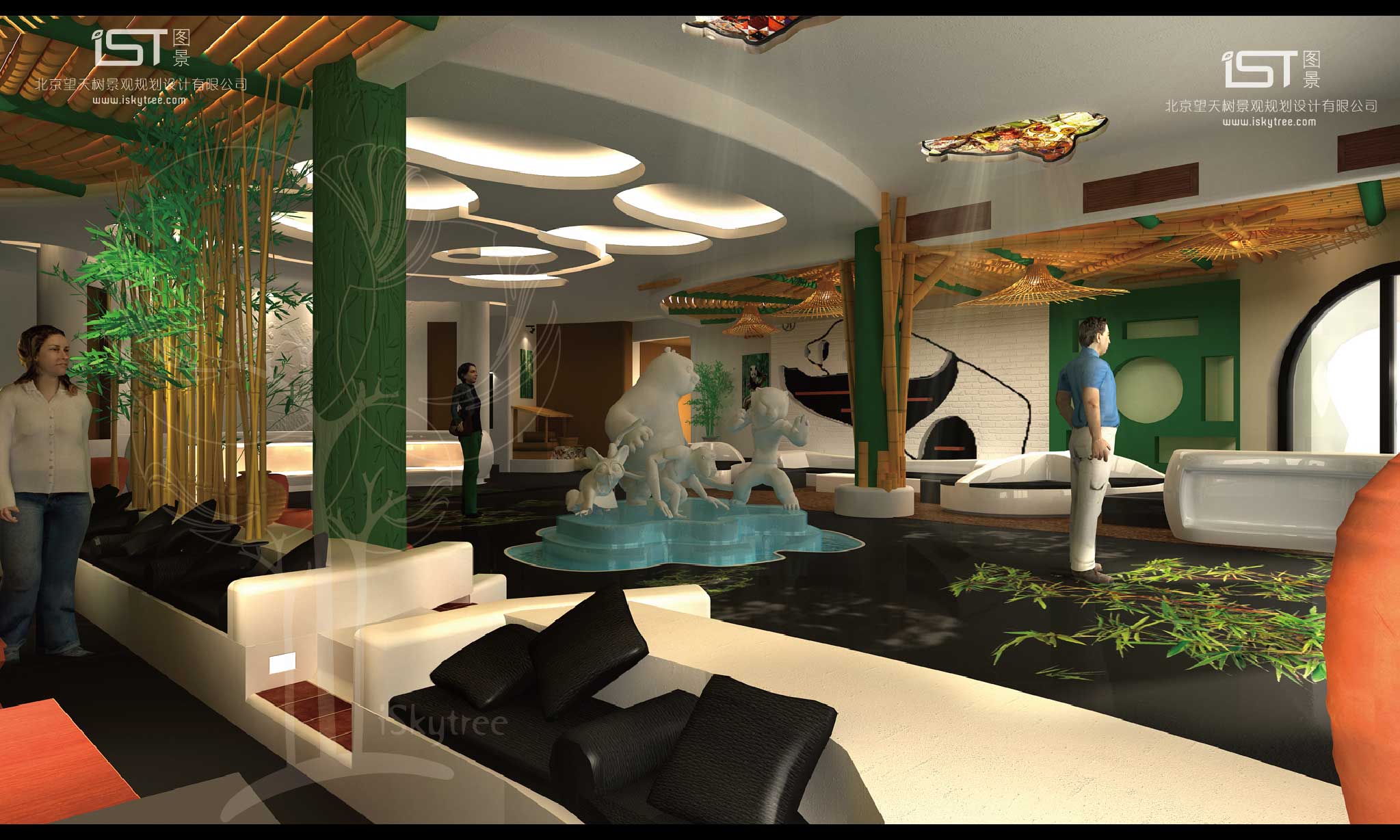 熊貓山莊主題酒店大堂設計方案效果表現