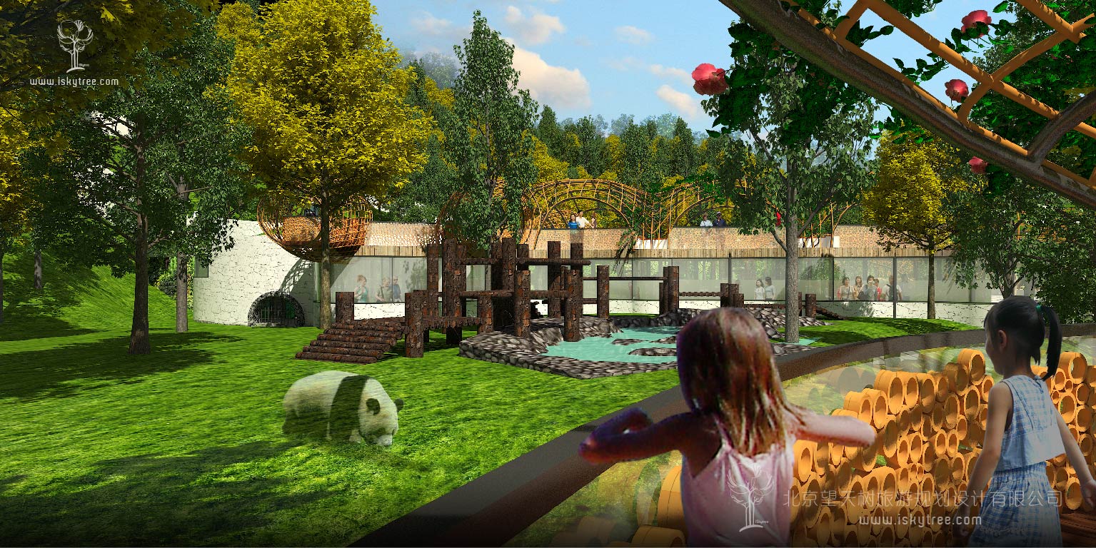 熊貓飼養區建筑景觀設計效果表現圖